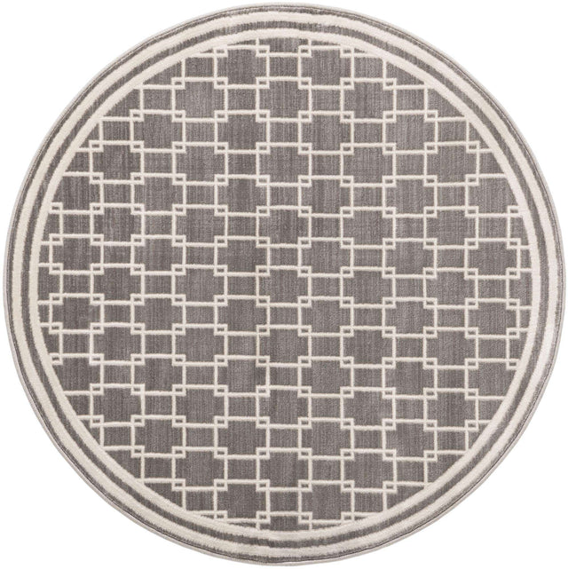 Gray 4' 1 x 4' 1 Jill Zarin Uptown Round Area Rug 70% Polypropylene & 30% Polyester Contemporary Carpet for Living, Dining, Office, Bedroom for Sale at Rug Engine