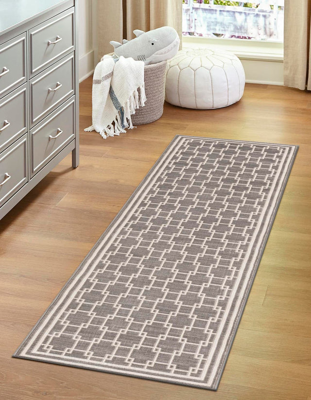 Gray 2' 7 x 10' Jill Zarin Uptown Runner Area Rug 70% Polypropylene & 30% Polyester Contemporary Carpet for Living, Dining, Office, Bedroom for Sale at Rug Engine
