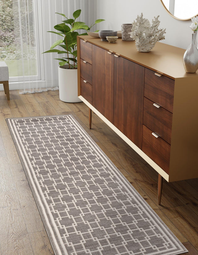 Gray 2' 7 x 10' Jill Zarin Uptown Runner Area Rug 70% Polypropylene & 30% Polyester Contemporary Carpet for Living, Dining, Office, Bedroom for Sale at Rug Engine