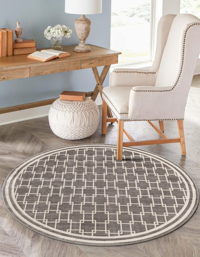 Gray 10' x 10' Jill Zarin Uptown Round Area Rug 70% Polypropylene & 30% Polyester Contemporary Carpet for Living, Dining, Office, Bedroom for Sale at Rug Engine