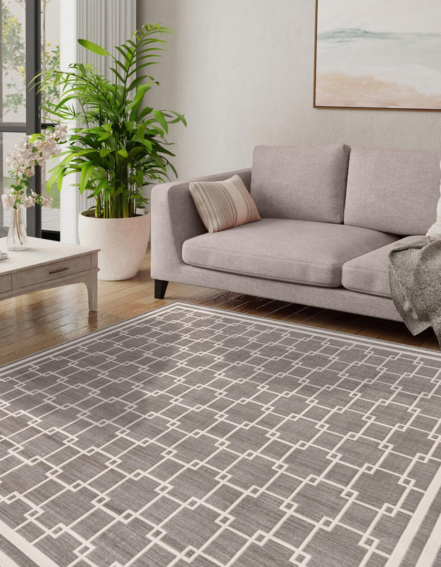 Gray 10' x 10' Jill Zarin Uptown Square Area Rug 70% Polypropylene & 30% Polyester Contemporary Carpet for Living, Dining, Office, Bedroom for Sale at Rug Engine