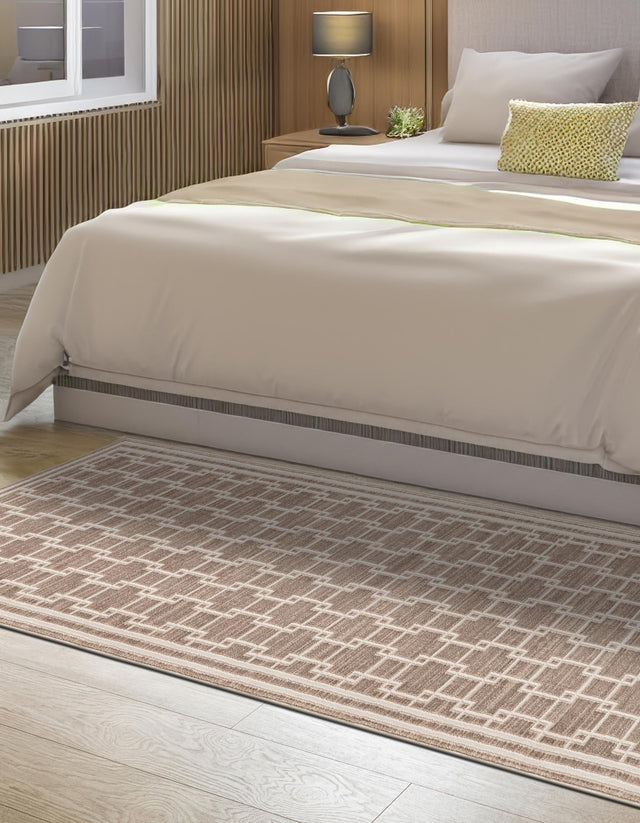 Beige 2' 7 x 10' Jill Zarin Uptown Runner Area Rug 70% Polypropylene & 30% Polyester Contemporary Carpet for Living, Dining, Office, Bedroom for Sale at Rug Engine