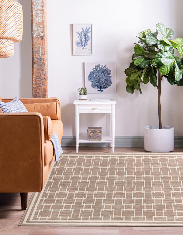 Beige 10' x 10' Jill Zarin Uptown Square Area Rug 70% Polypropylene & 30% Polyester Contemporary Carpet for Living, Dining, Office, Bedroom for Sale at Rug Engine