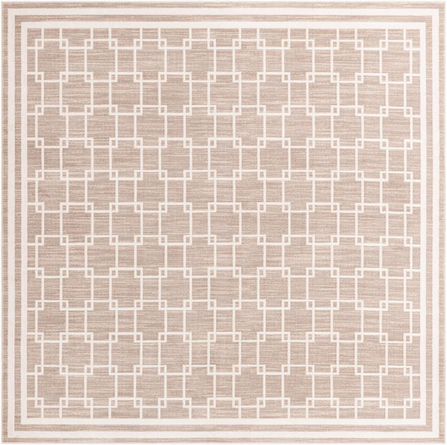 Beige 7' 10 x 7' 10 Jill Zarin Uptown Square Area Rug 70% Polypropylene & 30% Polyester Contemporary Carpet for Living, Dining, Office, Bedroom for Sale at Rug Engine
