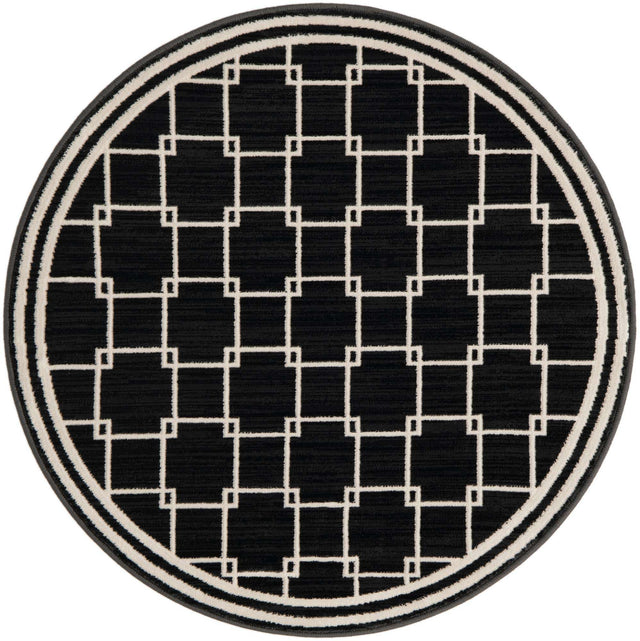 Black 3' 1 x 3' 1 Jill Zarin Uptown Round Area Rug 70% Polypropylene & 30% Polyester Contemporary Carpet for Living, Dining, Office, Bedroom for Sale at Rug Engine