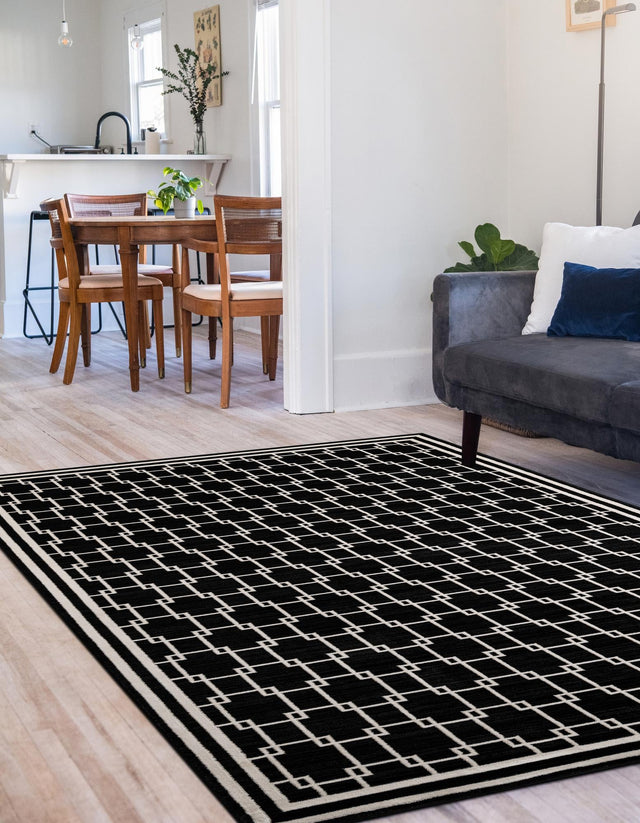 Black 5' 1 x 8' Jill Zarin Uptown Rectangle Area Rug 70% Polypropylene & 30% Polyester Contemporary Carpet for Living, Dining, Office, Bedroom for Sale at Rug Engine