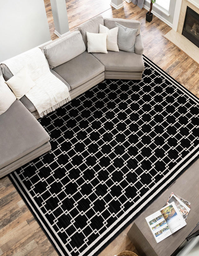 Black 5' 1 x 8' Jill Zarin Uptown Rectangle Area Rug 70% Polypropylene & 30% Polyester Contemporary Carpet for Living, Dining, Office, Bedroom for Sale at Rug Engine