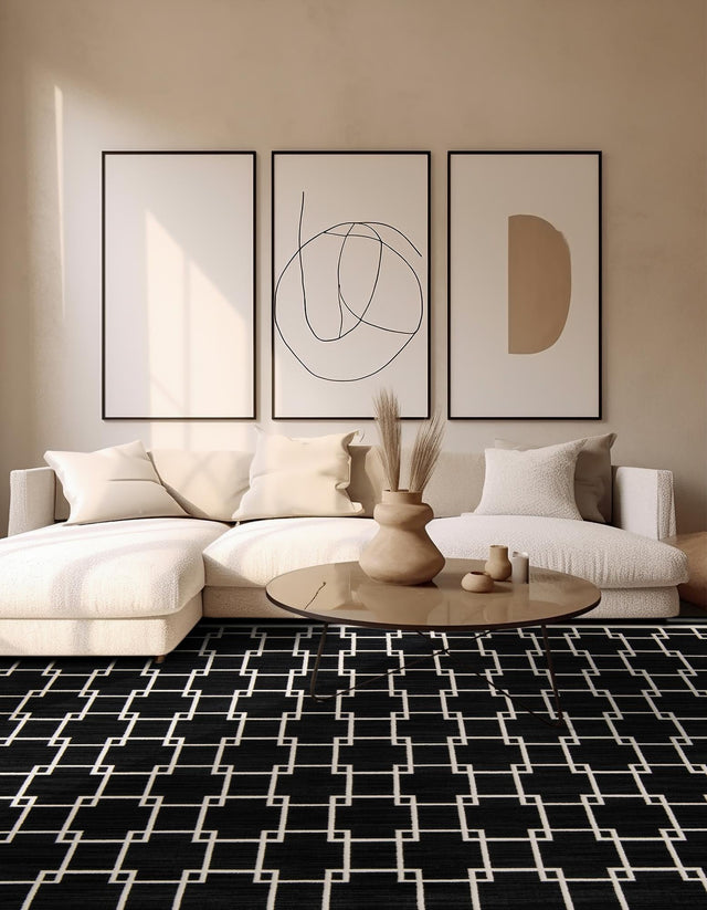 Black 7' 10 x 7' 10 Jill Zarin Uptown Square Area Rug 70% Polypropylene & 30% Polyester Contemporary Carpet for Living, Dining, Office, Bedroom for Sale at Rug Engine