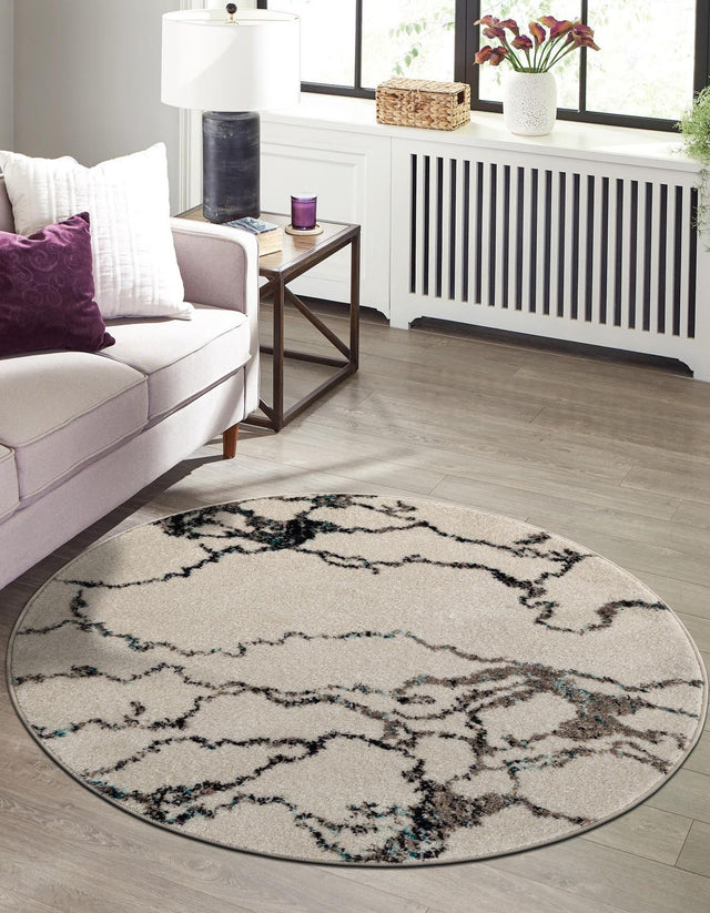 Ivory 5' 3 x 5' 3 Penrose Round Area Rug