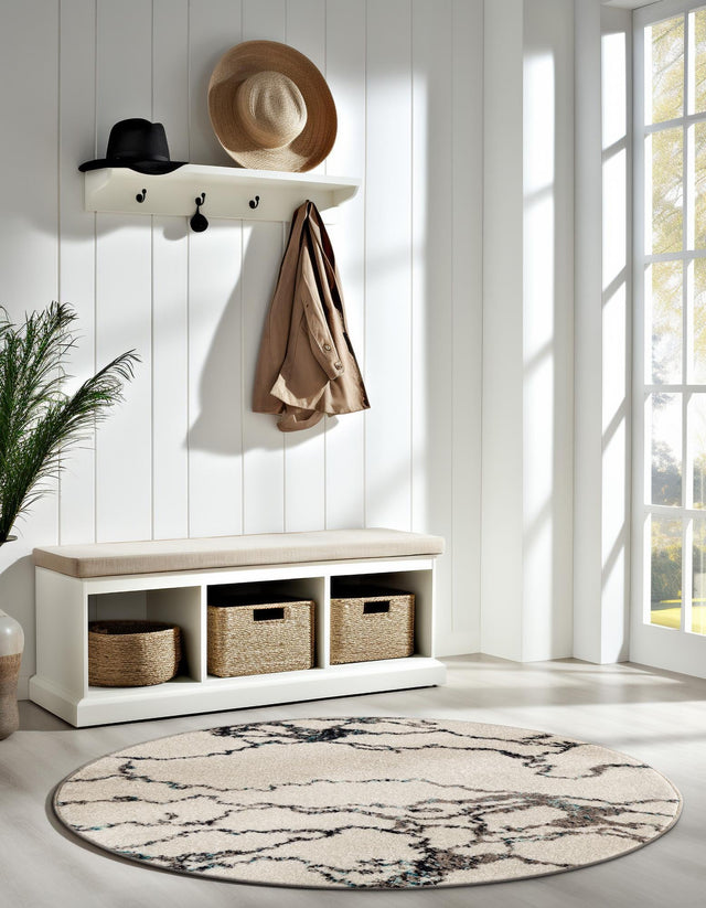 Ivory 5' 3 x 5' 3 Penrose Round Area Rug