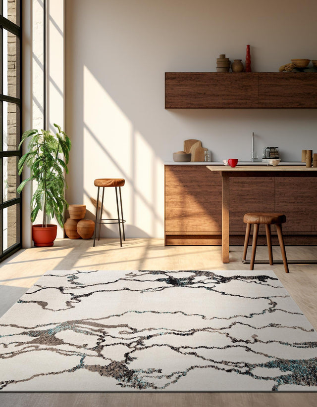 Ivory 7' 10 x 7' 10 Penrose Square Area Rug