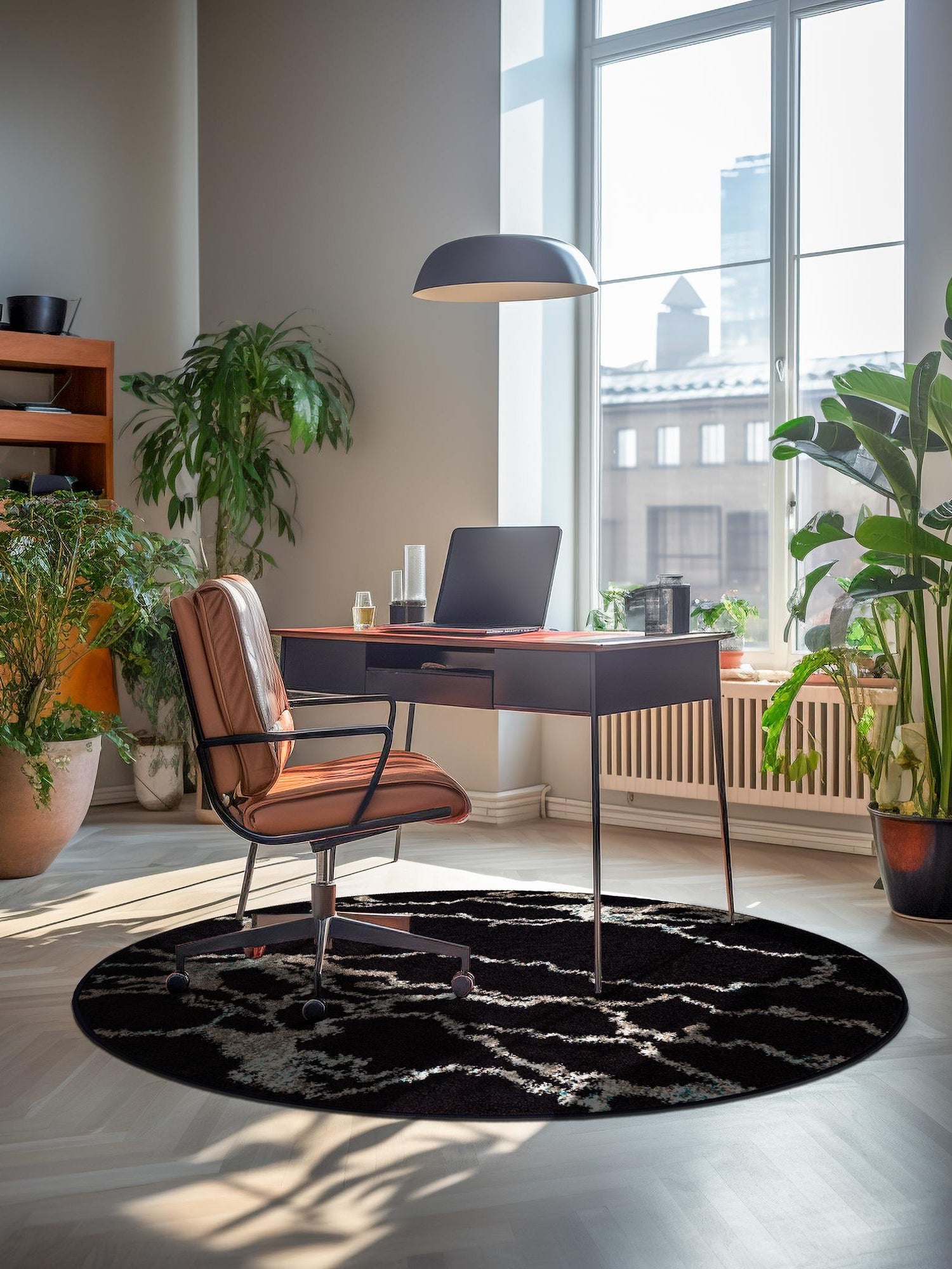 Navy Blue 7' 10 x 7' 10 Penrose Round Area Rug