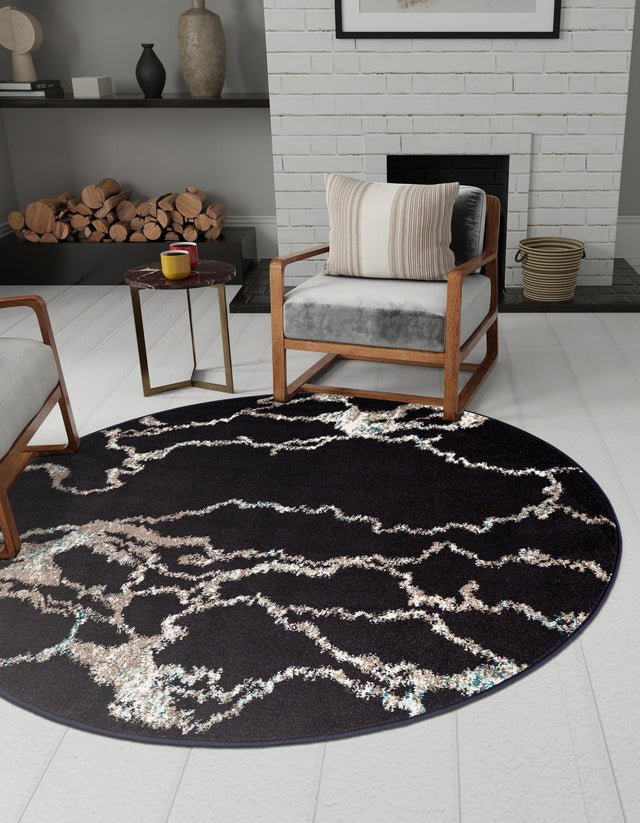 Navy Blue 5' 3 x 5' 3 Penrose Round Area Rug