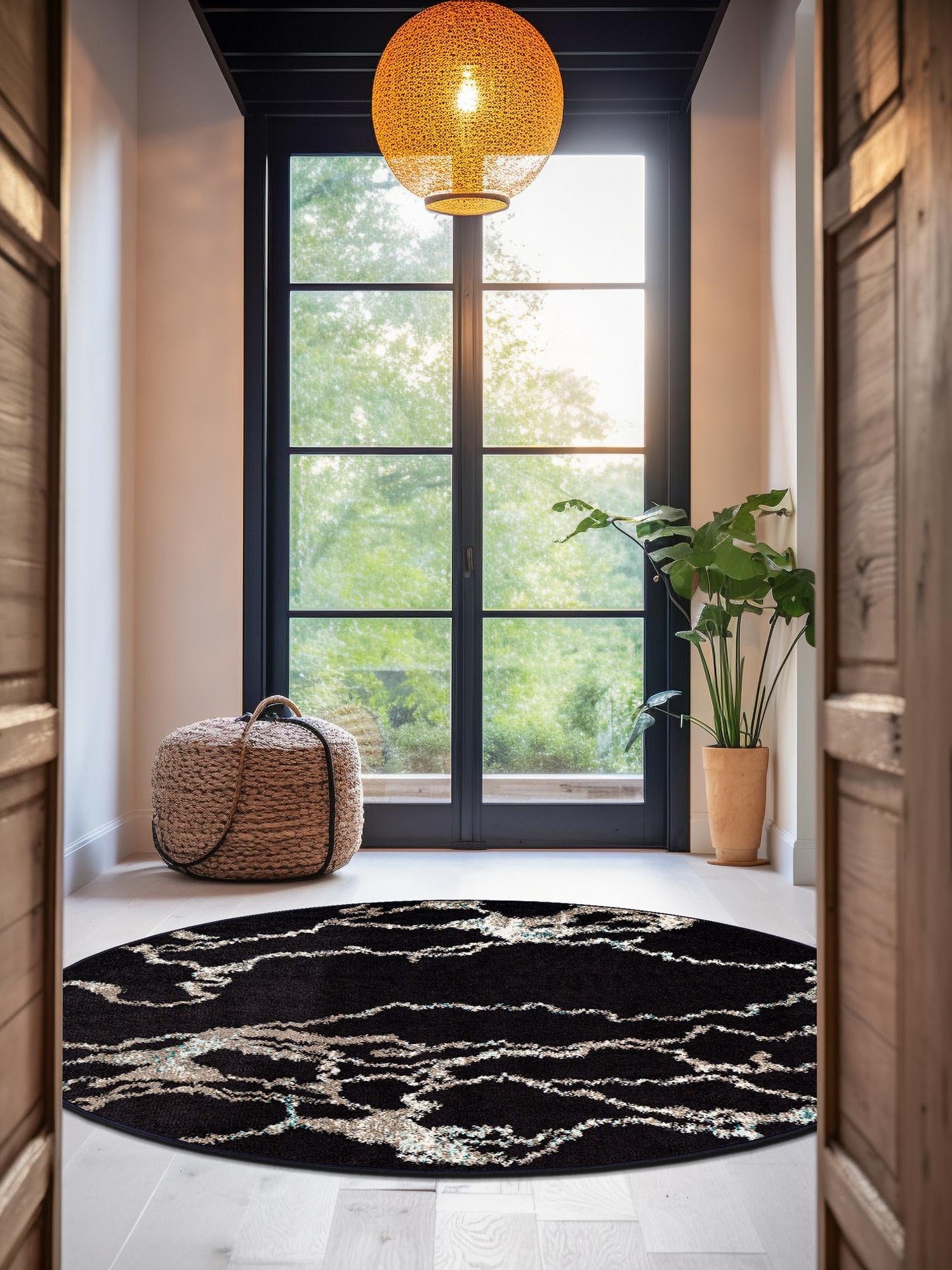 Navy Blue 7' 10 x 7' 10 Penrose Round Area Rug