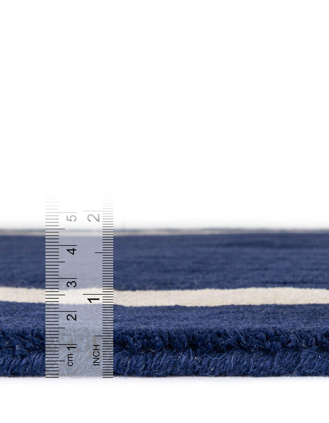 Cobalt Blue 5' 1 x 5' 1 Jill Zarin Border Wool Square Area Rug 80% Wool & 20% Cotton Hand Made Luxury All Natural Carpet for Interior Design for Sale at Rug Engine