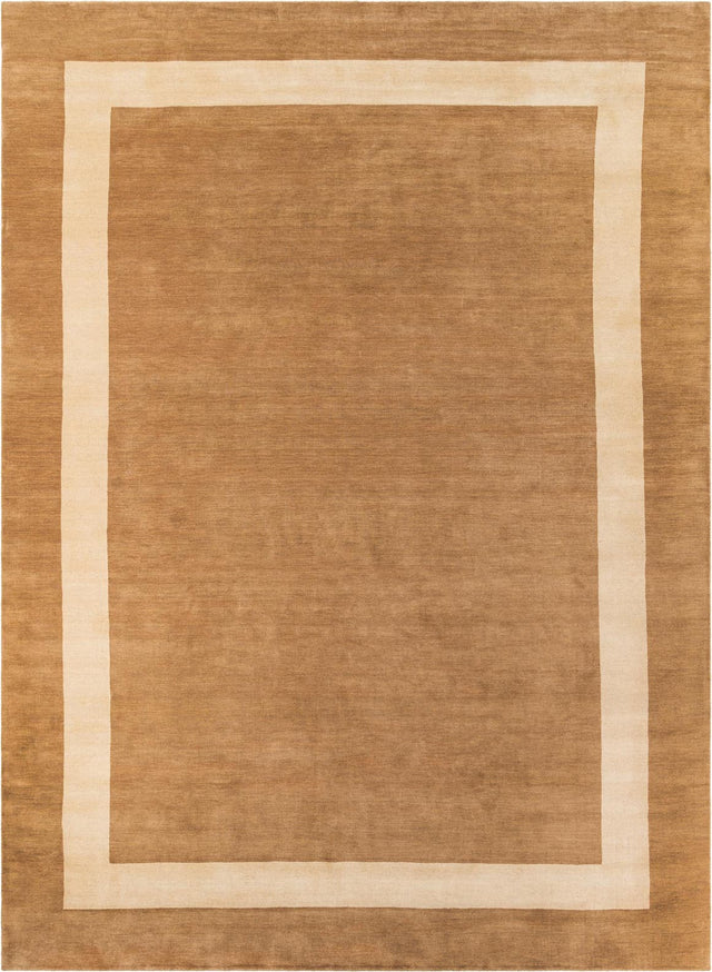 Latte Brown 10' x 14' 1 Jill Zarin Border Wool Rectangle Area Rug 80% Wool & 20% Cotton Hand Made Luxury All Natural Carpet for Interior Design for Sale at Rug Engine