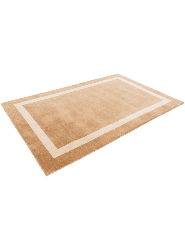 Latte Brown 3' 3 x 5' 3 Jill Zarin Border Wool Rectangle Area Rug 80% Wool & 20% Cotton Hand Made Luxury All Natural Carpet for Interior Design for Sale at Rug Engine