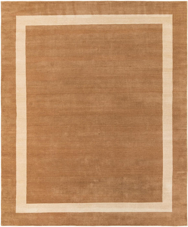 Latte Brown 7' 10 x 10' Jill Zarin Border Wool Rectangle Area Rug 80% Wool & 20% Cotton Hand Made Luxury All Natural Carpet for Interior Design for Sale at Rug Engine