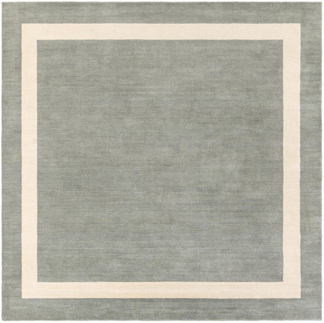 Earl Gray 7' 10 x 7' 10 Jill Zarin Border Wool Square Area Rug 80% Wool & 20% Cotton Hand Made Luxury All Natural Carpet for Interior Design for Sale at Rug Engine
