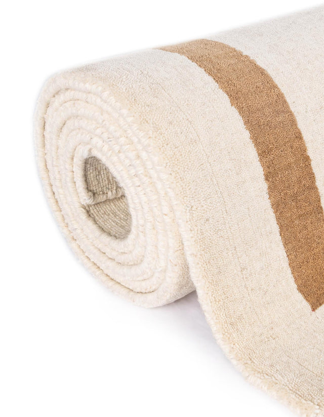 Ivory 4' 1 x 6' 1 Jill Zarin Border Wool Rectangle Area Rug 80% Wool & 20% Cotton Hand Made Luxury All Natural Carpet for Interior Design for Sale at Rug Engine