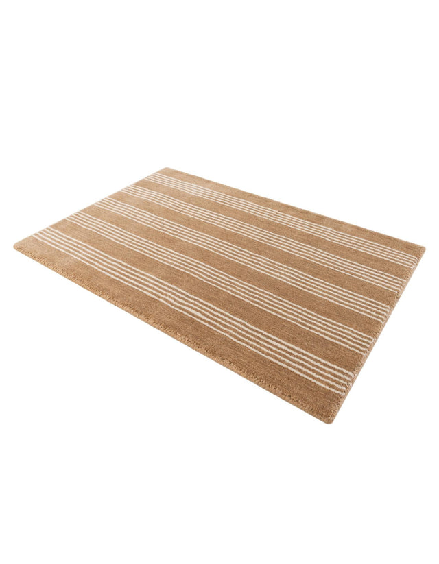 Latte Brown 2' 2 x 3' 1 Jill Zarin Striped Wool Rectangle Area Rug 80% Wool & 20% Cotton Hand Made Luxury All Natural Carpet for Interior Design for Sale at Rug Engine