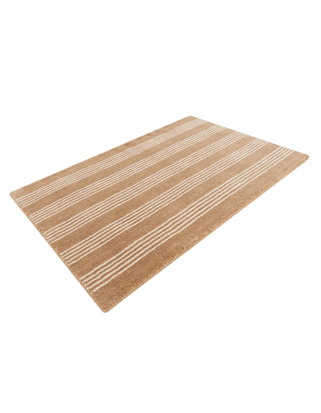 Latte Brown 2' 2 x 3' 1 Jill Zarin Striped Wool Rectangle Area Rug 80% Wool & 20% Cotton Hand Made Luxury All Natural Carpet for Interior Design for Sale at Rug Engine