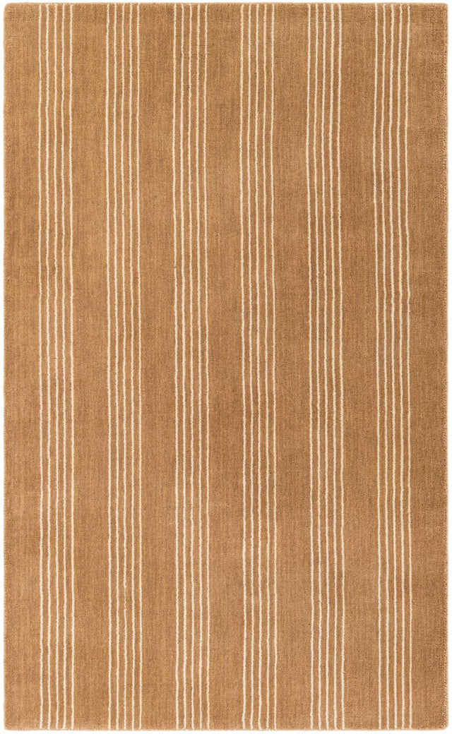 Latte Brown 3' 3 x 5' 3 Jill Zarin Striped Wool Rectangle Area Rug 80% Wool & 20% Cotton Hand Made Luxury All Natural Carpet for Interior Design for Sale at Rug Engine