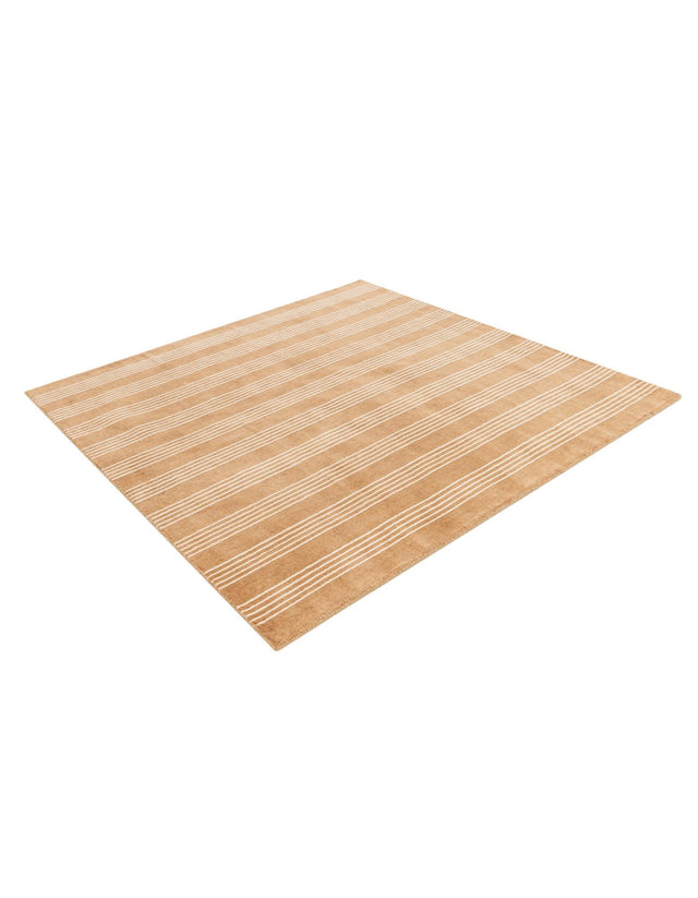 Latte Brown 5' 1 x 5' 1 Jill Zarin Striped Wool Square Area Rug 80% Wool & 20% Cotton Hand Made Luxury All Natural Carpet for Interior Design for Sale at Rug Engine