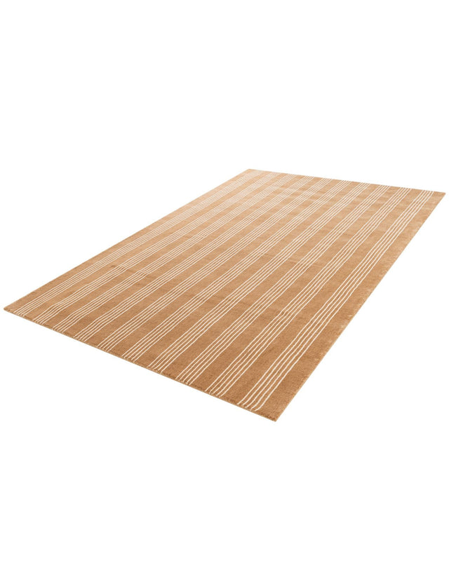 Latte Brown 5' 1 x 8' Jill Zarin Striped Wool Rectangle Area Rug 80% Wool & 20% Cotton Hand Made Luxury All Natural Carpet for Interior Design for Sale at Rug Engine