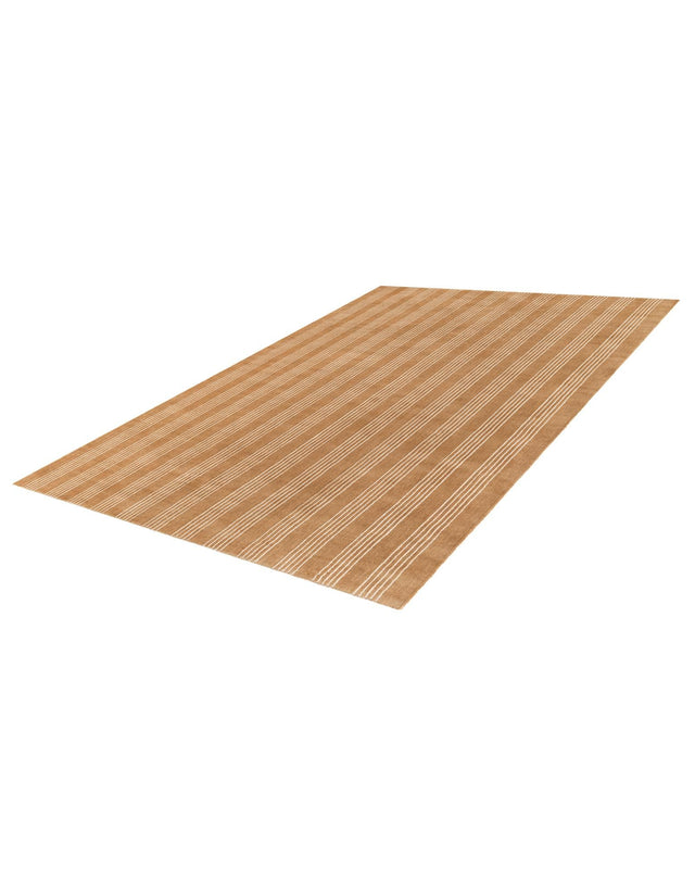 Latte Brown 6' 1 x 9' Jill Zarin Striped Wool Rectangle Area Rug 80% Wool & 20% Cotton Hand Made Luxury All Natural Carpet for Interior Design for Sale at Rug Engine