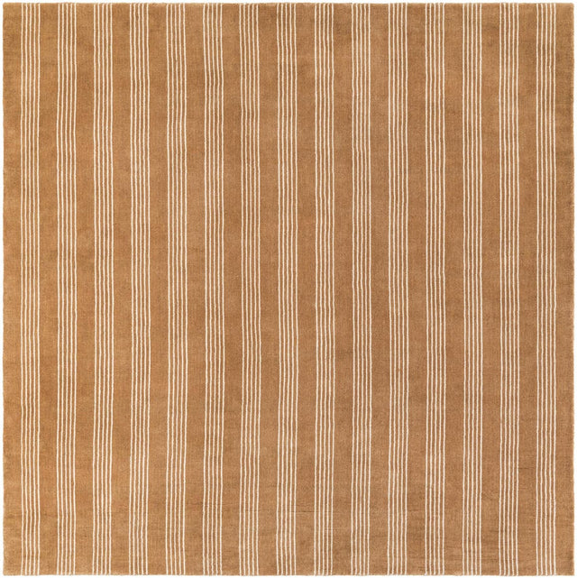 Latte Brown 7' 10 x 7' 10 Jill Zarin Striped Wool Square Area Rug 80% Wool & 20% Cotton Hand Made Luxury All Natural Carpet for Interior Design for Sale at Rug Engine