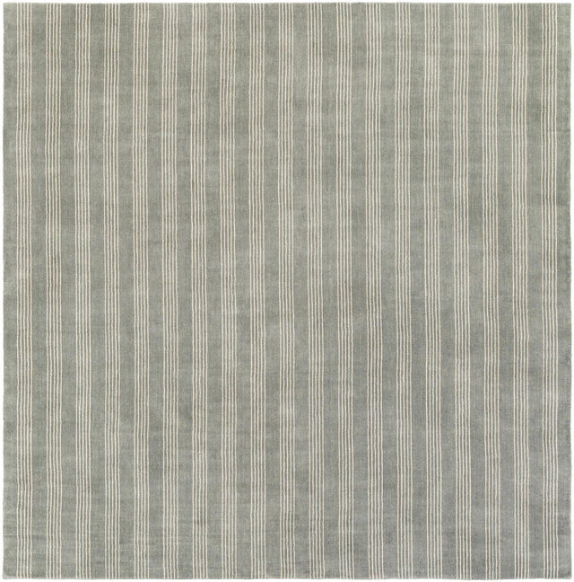 Earl Gray 10' x 10' Jill Zarin Striped Wool Square Area Rug 80% Wool & 20% Cotton Hand Made Luxury All Natural Carpet for Interior Design for Sale at Rug Engine