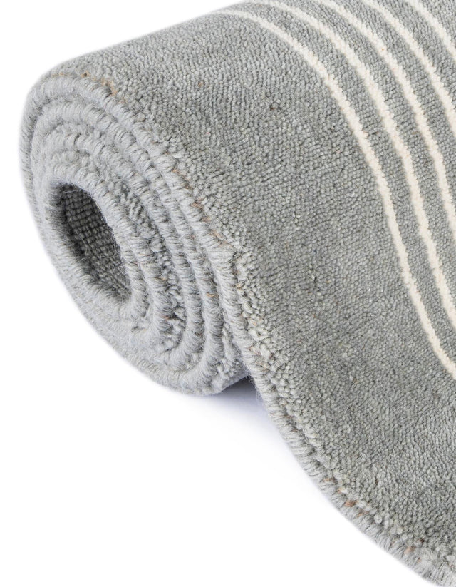 Earl Gray 5' 1 x 5' 1 Jill Zarin Striped Wool Square Area Rug 80% Wool & 20% Cotton Hand Made Luxury All Natural Carpet for Interior Design for Sale at Rug Engine