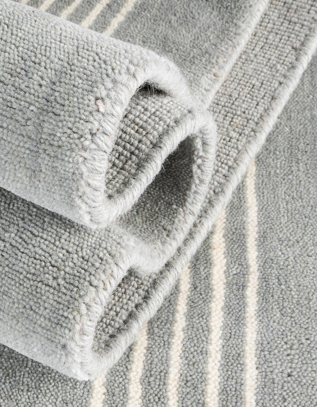 Earl Gray 7' 10 x 7' 10 Jill Zarin Striped Wool Square Area Rug 80% Wool & 20% Cotton Hand Made Luxury All Natural Carpet for Interior Design for Sale at Rug Engine