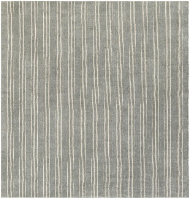 Earl Gray 7' 10 x 7' 10 Jill Zarin Striped Wool Square Area Rug 80% Wool & 20% Cotton Hand Made Luxury All Natural Carpet for Interior Design for Sale at Rug Engine