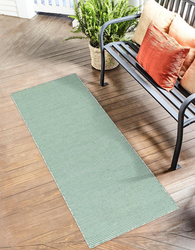 Palm Green 2' x 4' 1 Jill Zarin Palm Springs Outdoor Runner Area Rug Weather Resistant for Patio, Deck, Terrace, Balcony, Porch Hand Made 100% PET Polyester Outside Carpet for Sale at Rug Engine