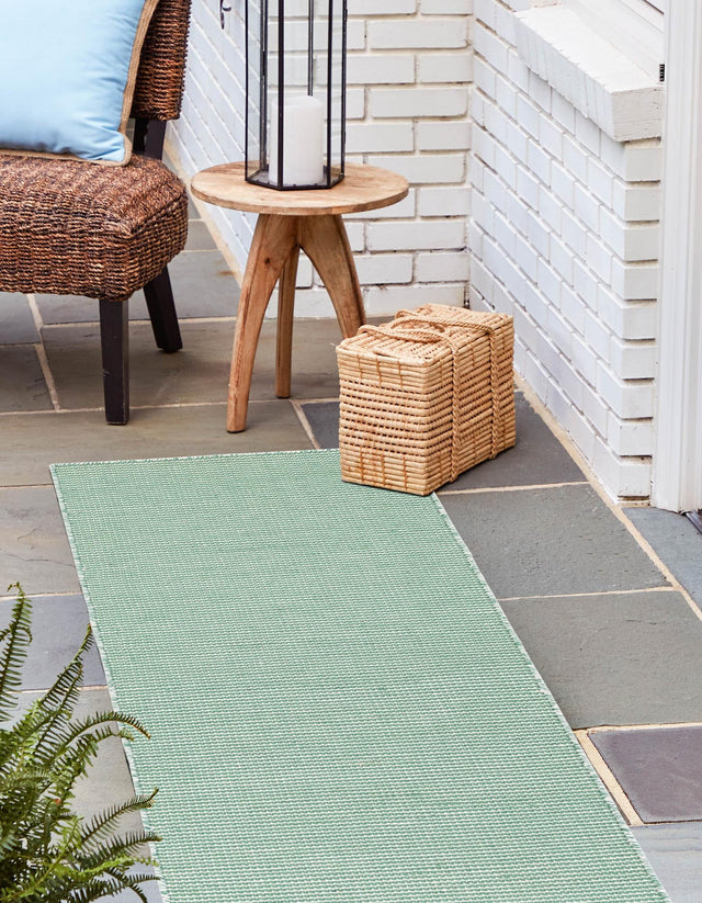 Palm Green 2' x 4' 1 Jill Zarin Palm Springs Outdoor Runner Area Rug Weather Resistant for Patio, Deck, Terrace, Balcony, Porch Hand Made 100% PET Polyester Outside Carpet for Sale at Rug Engine