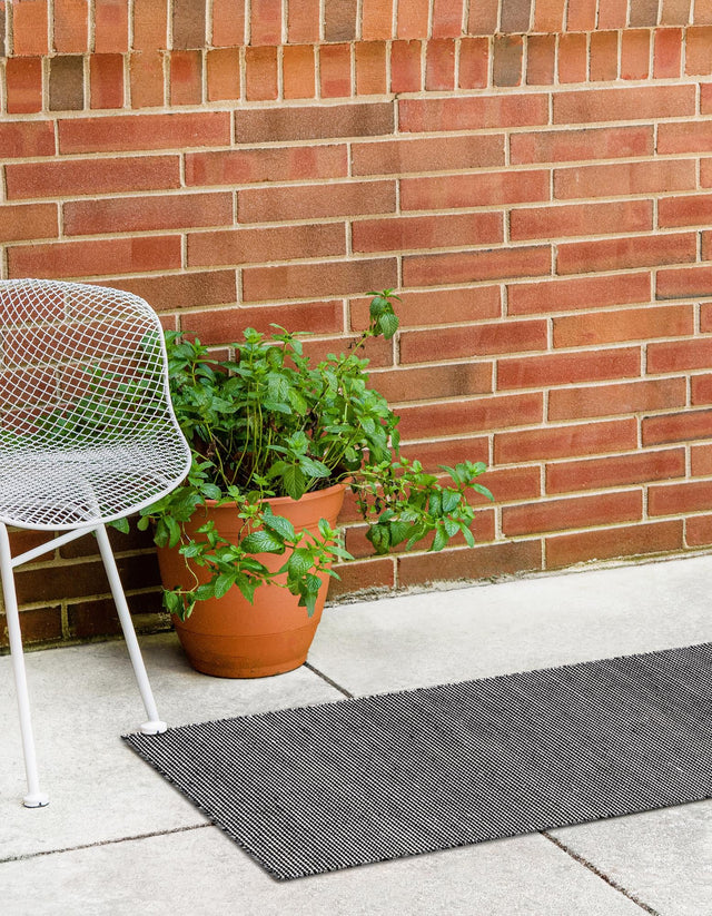 Black Sky 2' 7 x 8' Jill Zarin Palm Springs Outdoor Runner Area Rug Weather Resistant for Patio, Deck, Terrace, Balcony, Porch Hand Made 100% PET Polyester Outside Carpet for Sale at Rug Engine