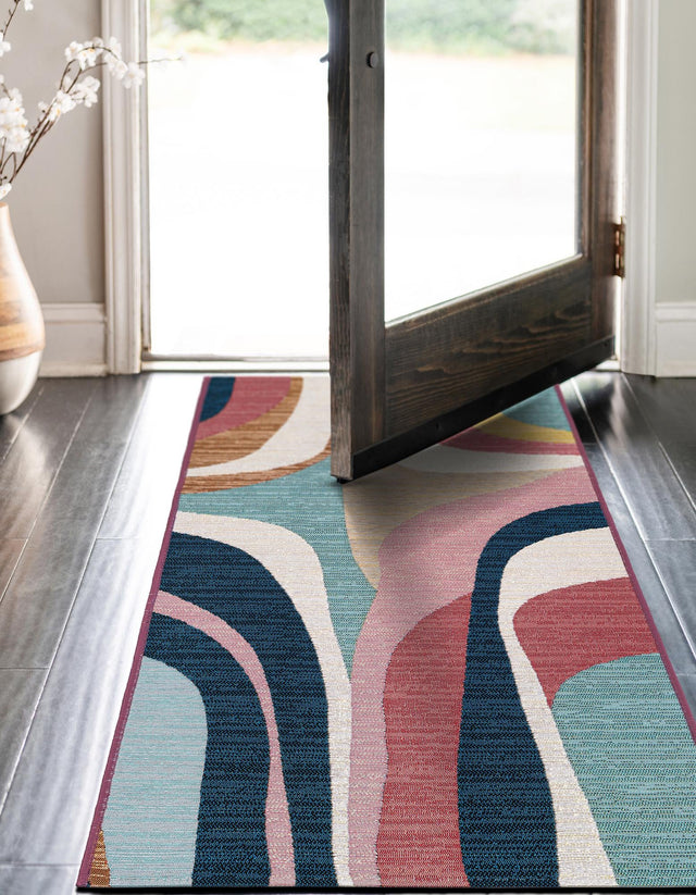 Multicolor 2' x 6' 1 Outdoor Modern Runner Area Rug Weather Resistant for Patio, Deck, Terrace, Balcony, Porch 100% Polypropylene Modern Outside Carpet for Sale at Rug Engine