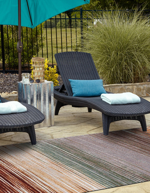 Multicolor 4' 1 x 6' 1 Outdoor Modern Rectangle Area Rug Weather Resistant for Patio, Deck, Terrace, Balcony, Porch 100% Polypropylene Modern Outside Carpet for Sale at Rug Engine