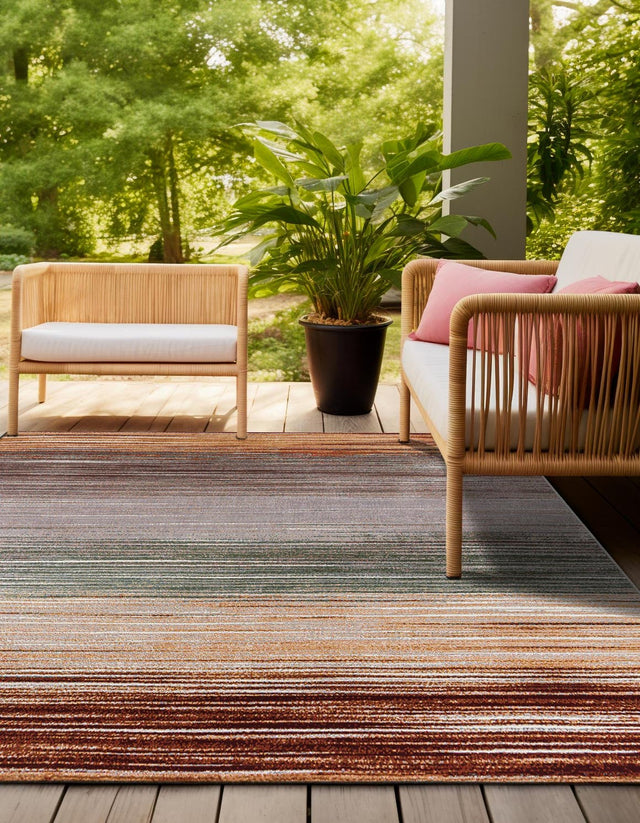 Multicolor 7' 10 x 7' 10 Outdoor Modern Square Area Rug Weather Resistant for Patio, Deck, Terrace, Balcony, Porch 100% Polypropylene Modern Outside Carpet for Sale at Rug Engine