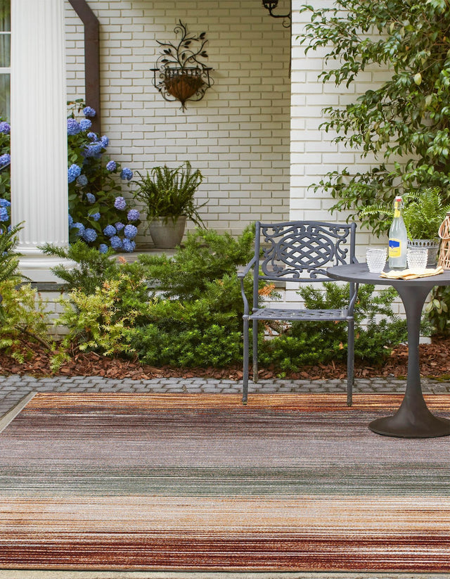 Multicolor 7' 10 x 7' 10 Outdoor Modern Square Area Rug Weather Resistant for Patio, Deck, Terrace, Balcony, Porch 100% Polypropylene Modern Outside Carpet for Sale at Rug Engine