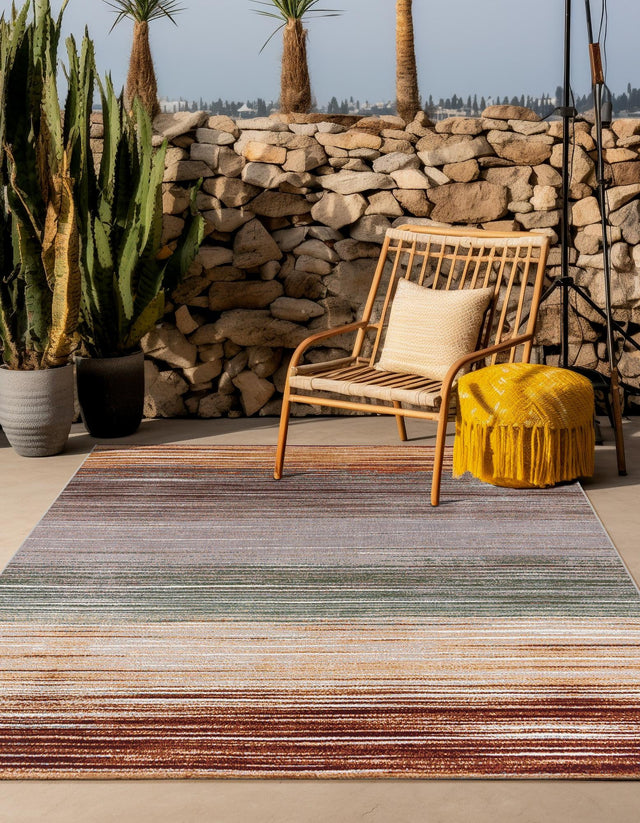 Multicolor 7' 10 x 7' 10 Outdoor Modern Square Area Rug Weather Resistant for Patio, Deck, Terrace, Balcony, Porch 100% Polypropylene Modern Outside Carpet for Sale at Rug Engine