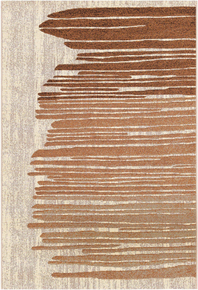 Beige Brown 4' 1 x 6' 1 Outdoor Modern Rectangle Area Rug Weather Resistant for Patio, Deck, Terrace, Balcony, Porch 100% Polypropylene Modern Outside Carpet for Sale at Rug Engine