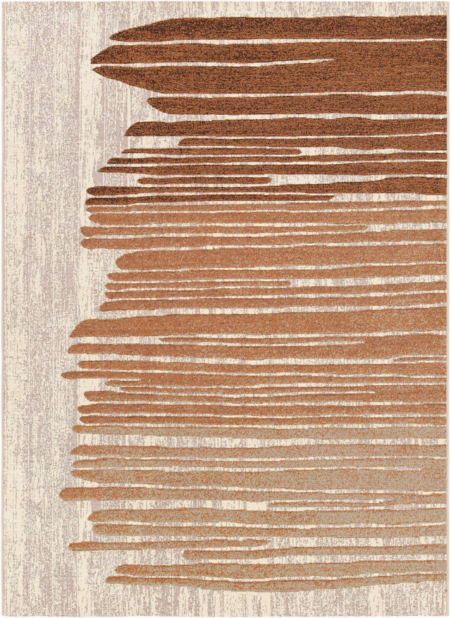 Beige Brown 5' 1 x 7' 1 Outdoor Modern Rectangle Area Rug Weather Resistant for Patio, Deck, Terrace, Balcony, Porch 100% Polypropylene Modern Outside Carpet for Sale at Rug Engine