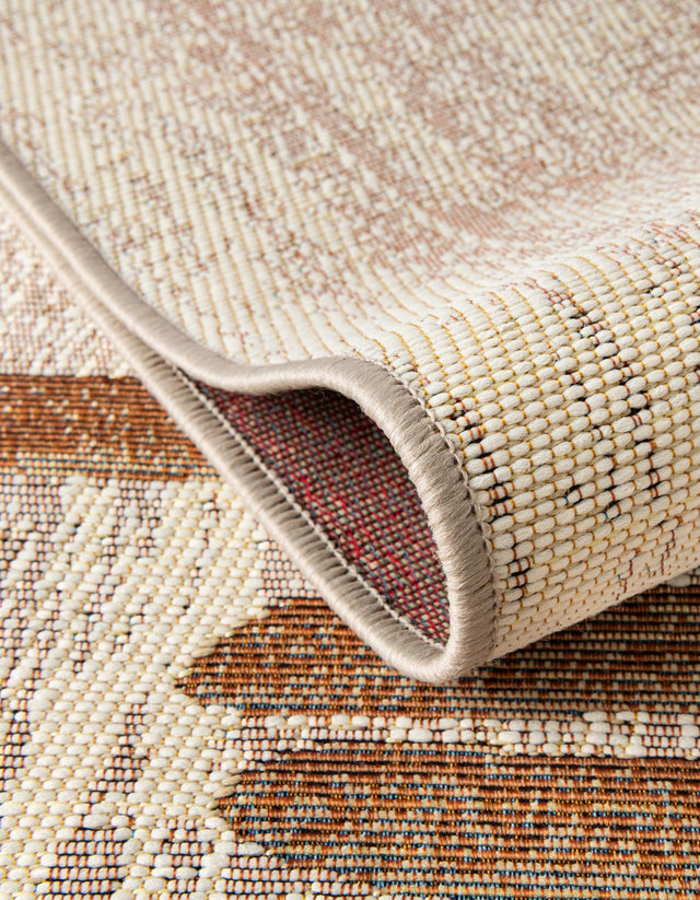 Beige Brown 2' x 5' 1 Outdoor Modern Runner Area Rug Weather Resistant for Patio, Deck, Terrace, Balcony, Porch 100% Polypropylene Modern Outside Carpet for Sale at Rug Engine