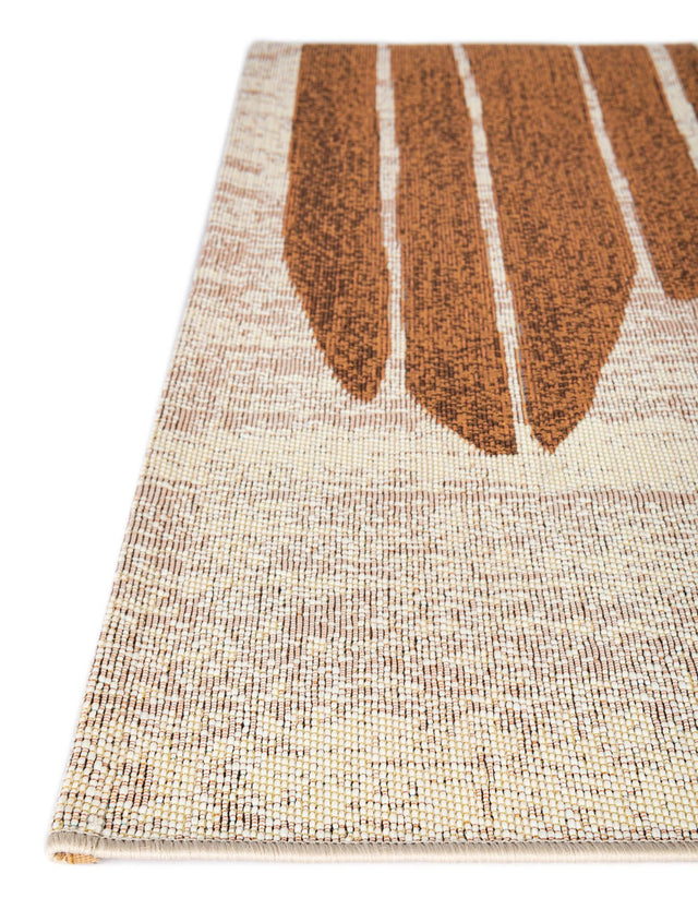 Beige Brown 2' x 5' 1 Outdoor Modern Runner Area Rug Weather Resistant for Patio, Deck, Terrace, Balcony, Porch 100% Polypropylene Modern Outside Carpet for Sale at Rug Engine