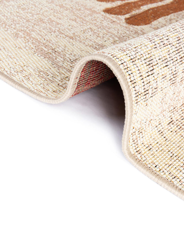 Beige Brown 2' x 5' 1 Outdoor Modern Runner Area Rug Weather Resistant for Patio, Deck, Terrace, Balcony, Porch 100% Polypropylene Modern Outside Carpet for Sale at Rug Engine