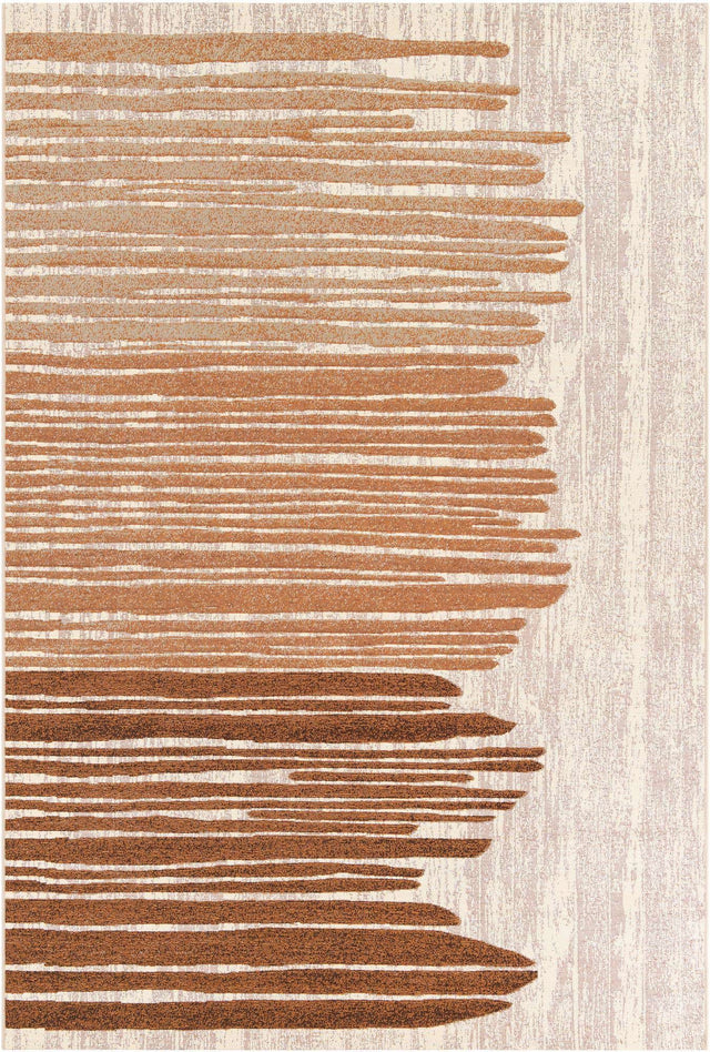 Beige Brown 6' 1 x 9' Outdoor Modern Rectangle Area Rug Weather Resistant for Patio, Deck, Terrace, Balcony, Porch 100% Polypropylene Modern Outside Carpet for Sale at Rug Engine