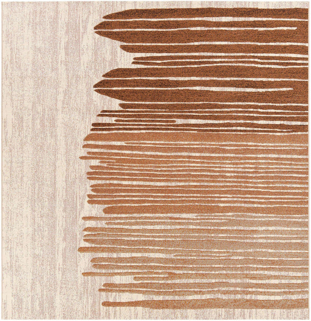 Beige Brown 7' 10 x 7' 10 Outdoor Modern Square Area Rug Weather Resistant for Patio, Deck, Terrace, Balcony, Porch 100% Polypropylene Modern Outside Carpet for Sale at Rug Engine